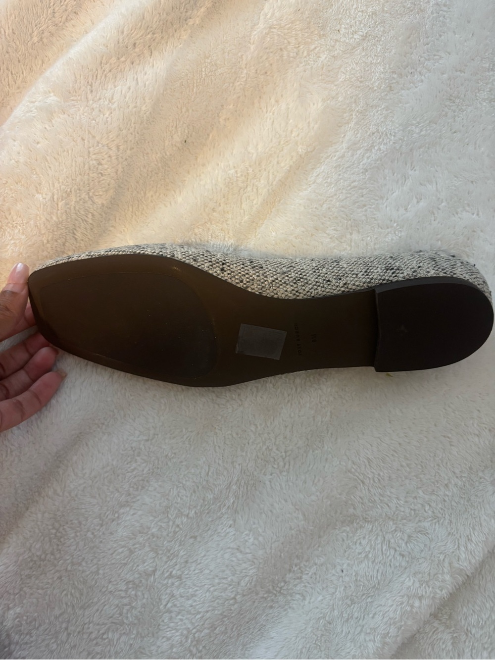 Tory Burch Gray Tweed Ballet Flats with Gold Logo Buckles - Picture 3 of 4
